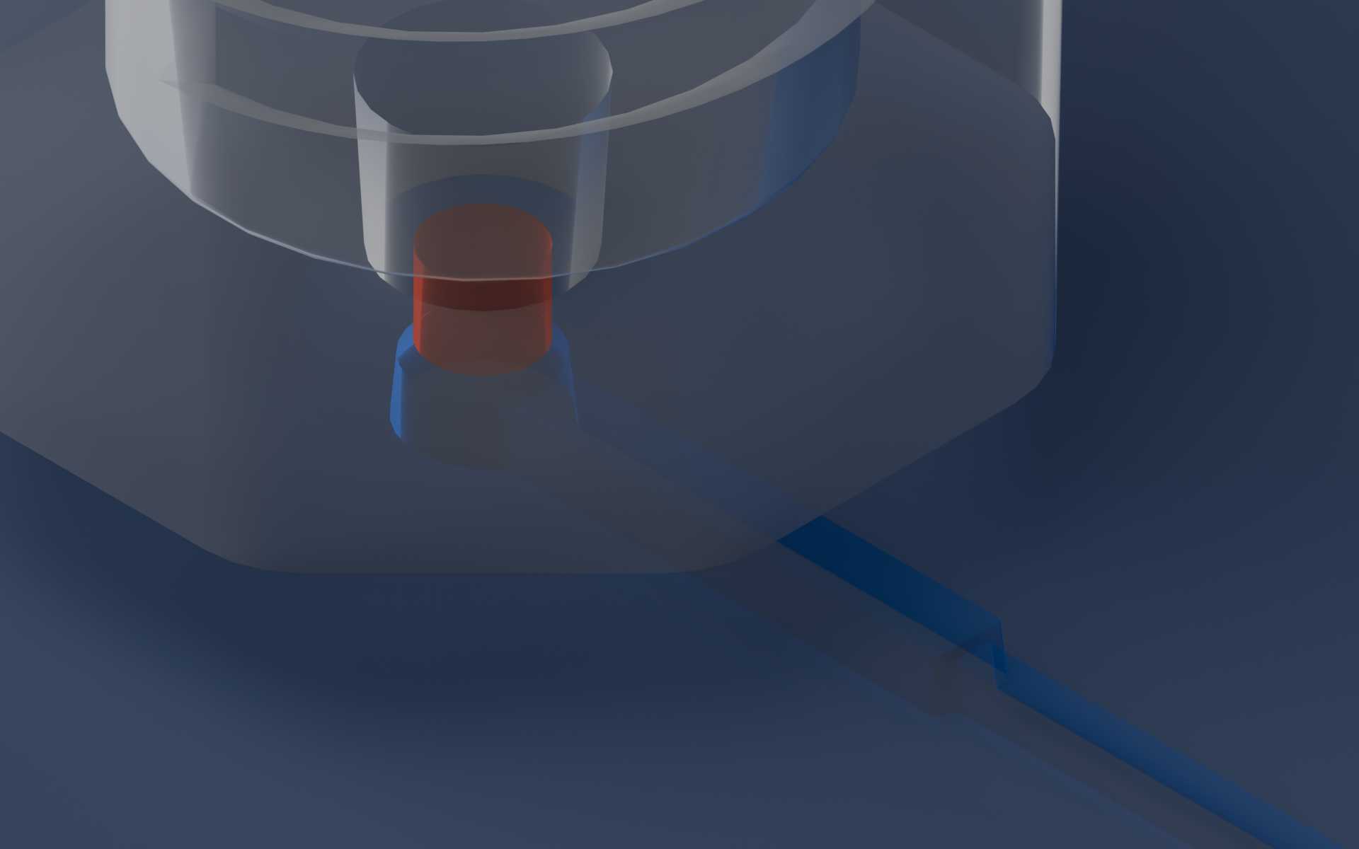 Zoom-in of the machined microfeature near a 1/4-28 port.