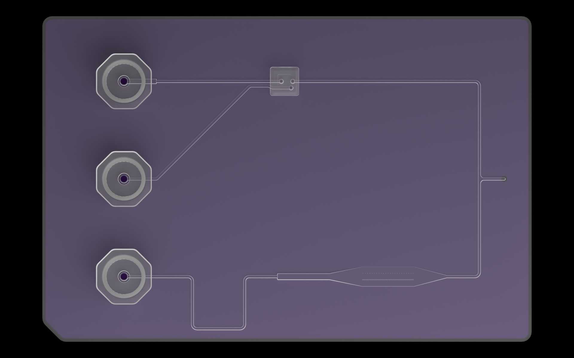 Top view of the reference device with the through hole in the cap highlighted.