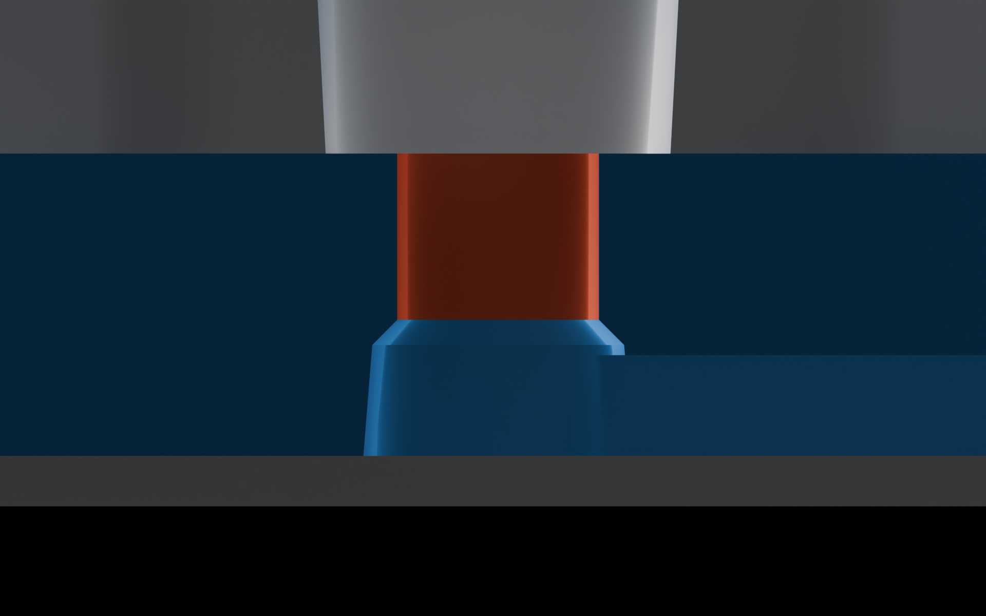 Close-up of the via’s machined portion under a 1/4-28 port.